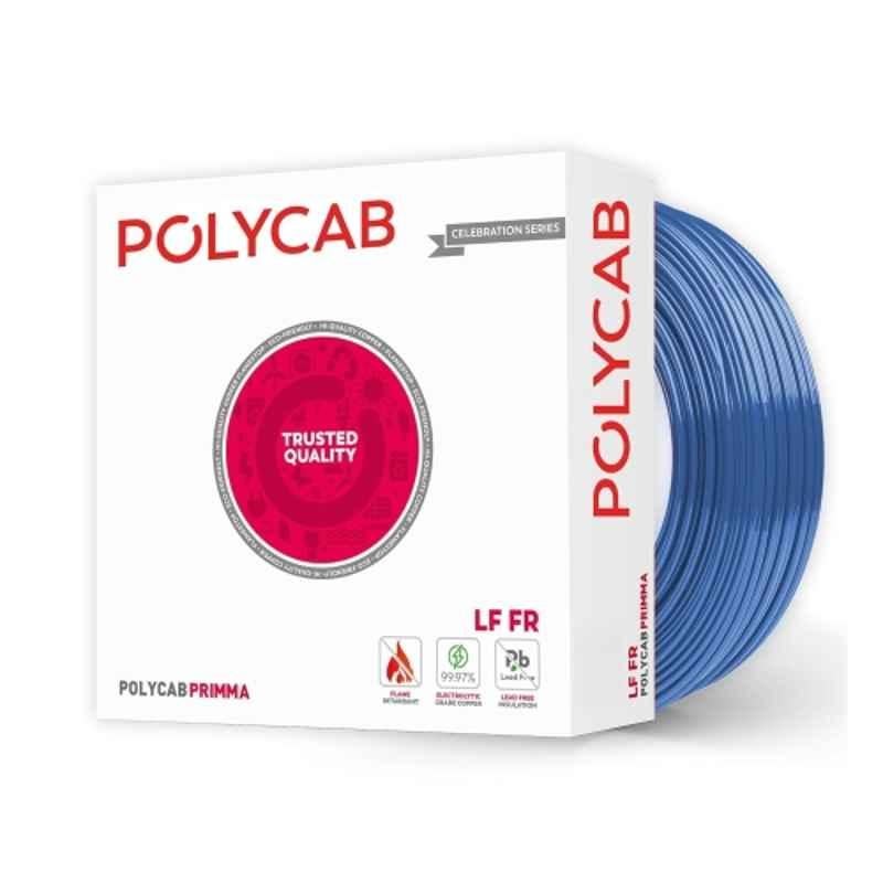 Polycab Primma 6 Sqmm Blue PVC Insulated 99.97% Copper Flame Retardant Wire, Length: 90 m