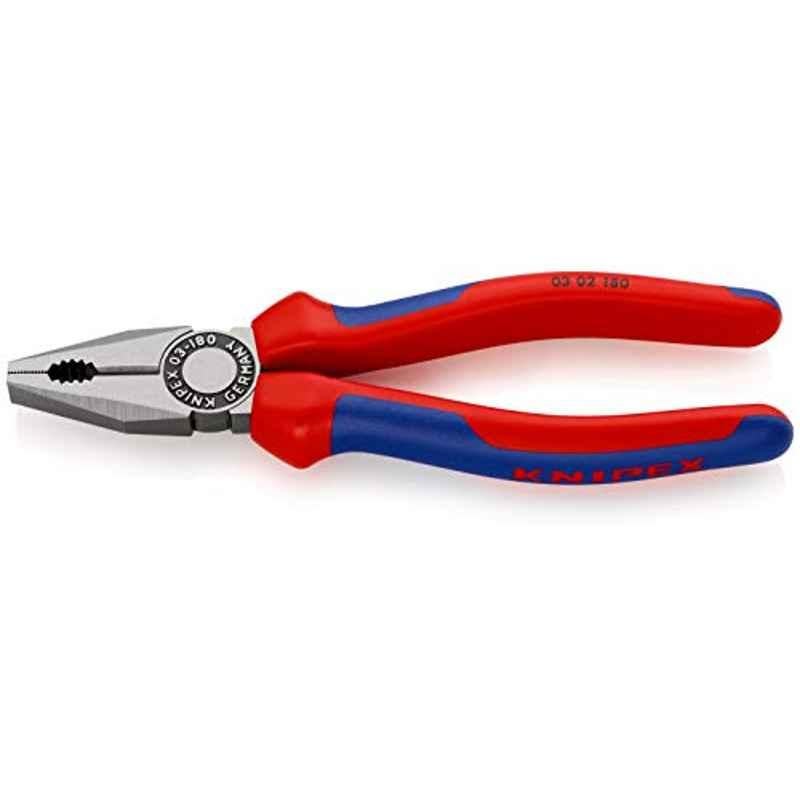 Knipex 03 02 180 Combination Pliers Black Atramentized With Multi-Component Grips 180 mm