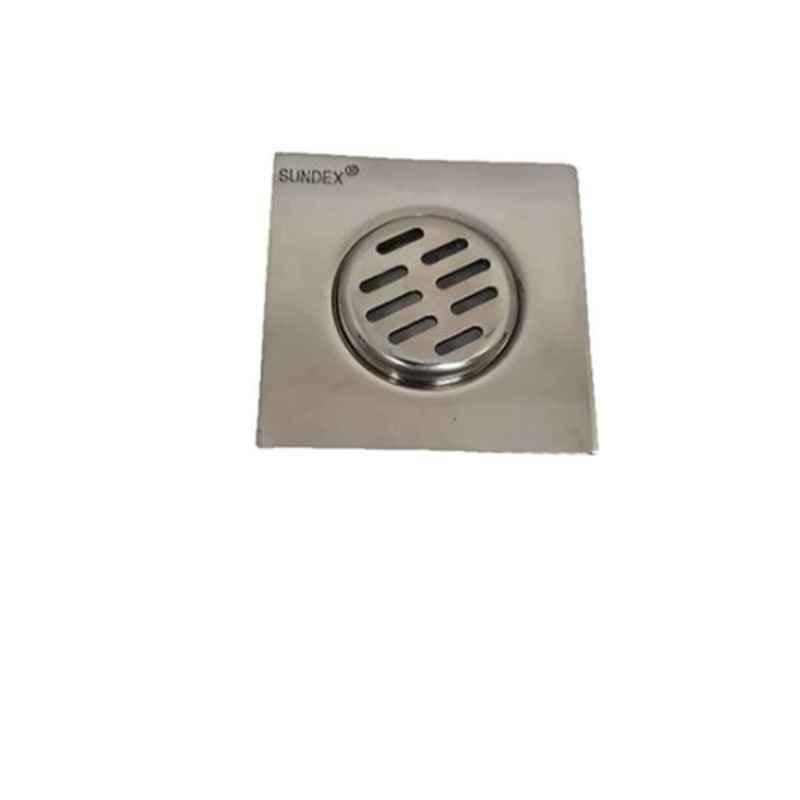 Sundex 3x3x1.5 inch Stainless Steel Bathroom Floor Drain Trap with Removable Grate