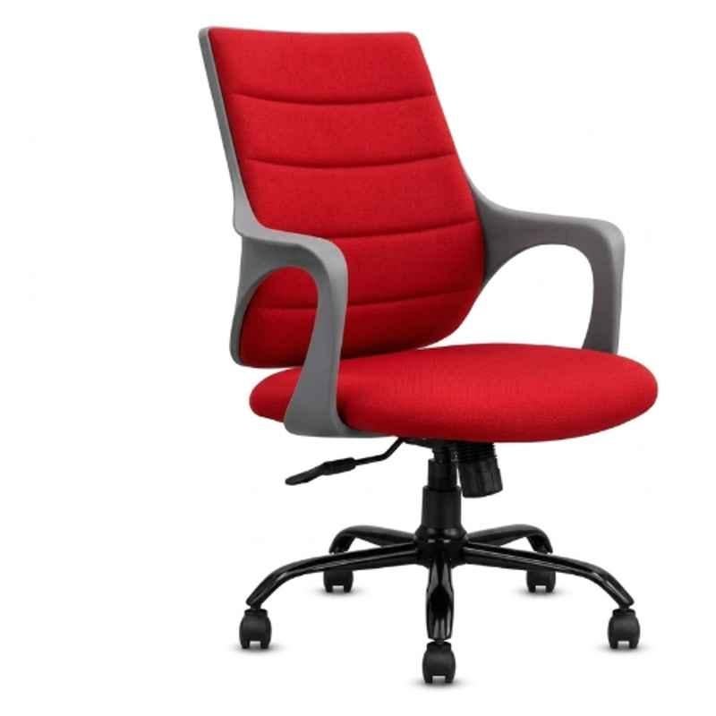 ZRF Fabric & Nylon Red Medium Back Revolving Ergonomic Office Chair, MONO RED 901