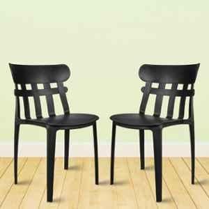 Rose Aux Black Medium Back Plastic Chair (Pack of 2)