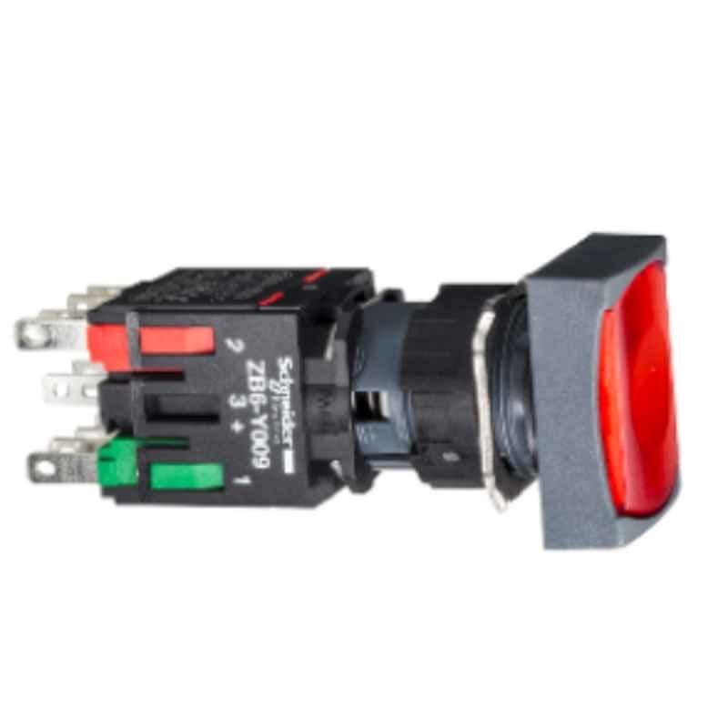 Schneider Harmony 1NO+1NC Green Rectangular Flush Complete Illuminated Push Button, XB6CV3BB