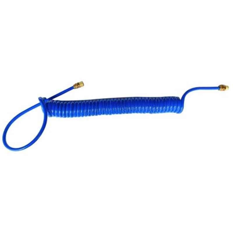 Legris 14mm 4m Blue Recoiled Hose with 3/8 inch Brass Ring, RCH04U1404