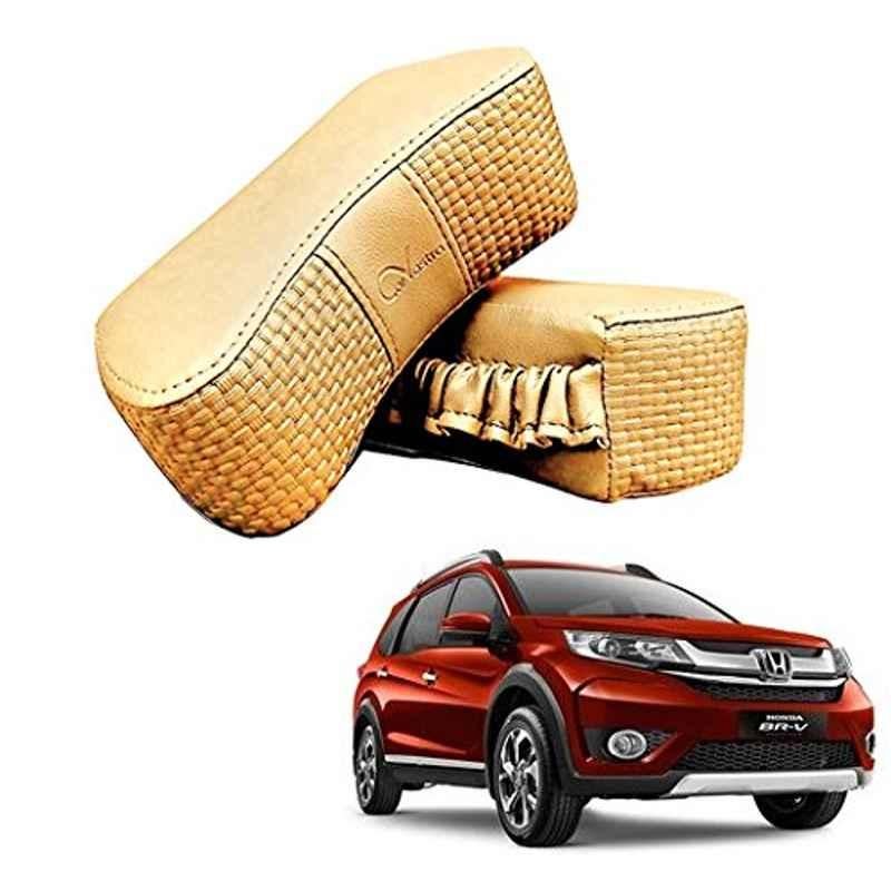 Kozdiko 2 Pcs Memory Foam Beige Luxurious Neck Rest Set for Honda BRV, koz_14175