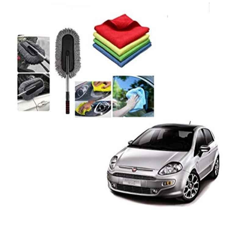 Kozdiko 4 Pcs 40x40cm Microfiber Car Cleaning Cloth Set & Cleaning Duster Combo for Fiat Punto Evo