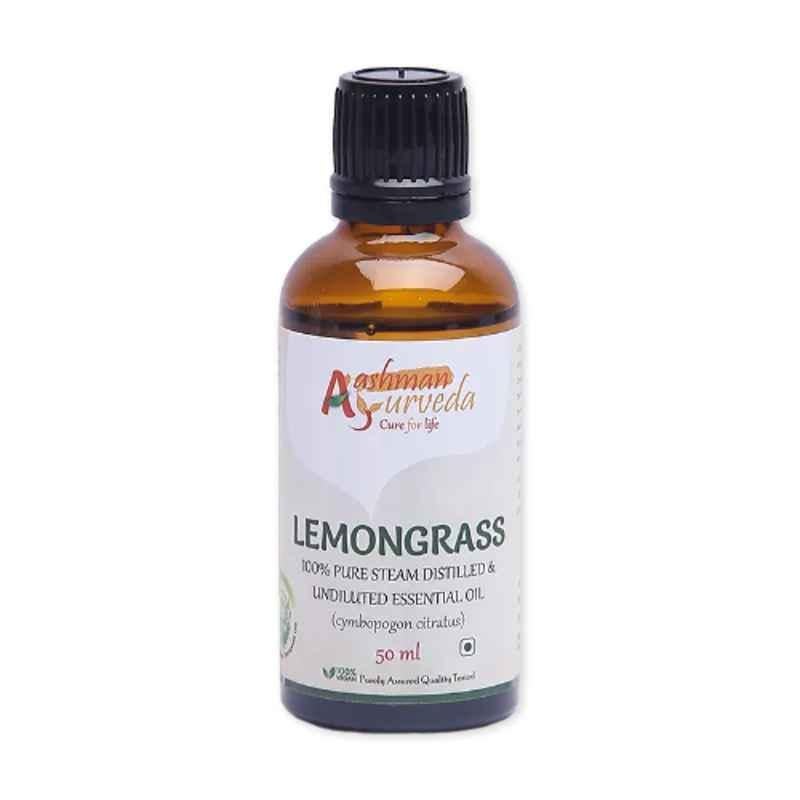 Aashman Ayurveda 50ml 100% Pure Steam Distilled & Undiluted Lemon Grass Essential Oil, 8939111486538