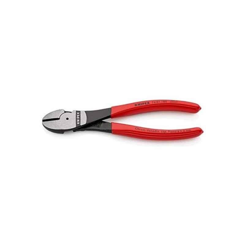 Knipex 7.15x1.95x0.65 inch Plastic Red & Silver High Leverage Diagonal Cutter, 7401180