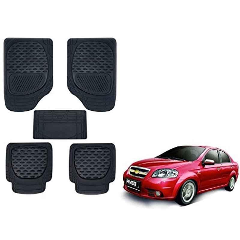 Kozdiko 6255TW 5 Pcs PVC & Rubber Black Car Mat Set for Chevrolet Aveo