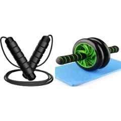 Shopeleven Plastic & Rubber Bearing Skipping Rope with AB Wheel for Ab Workout