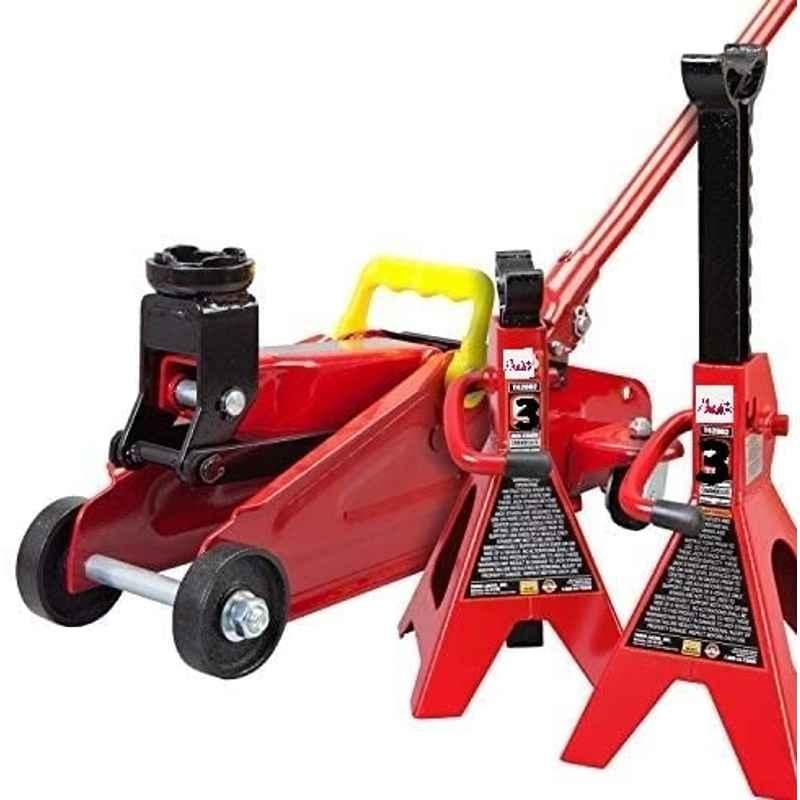 Abbasali 3 Ton Hydraulic Trolley Floor Jack Combo with Jack Stands