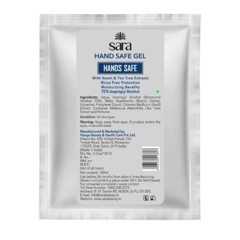 Sara 100ml Hands Safe Waterless Gel Hand Sanitizer Refill Sachet (Pack of 2)