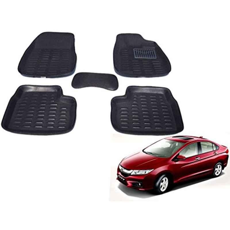 Kozdiko 5 Pcs 3D Black Car Foot Mat Set for Honda City Old i-VTEC 2008-2014, koz_14190