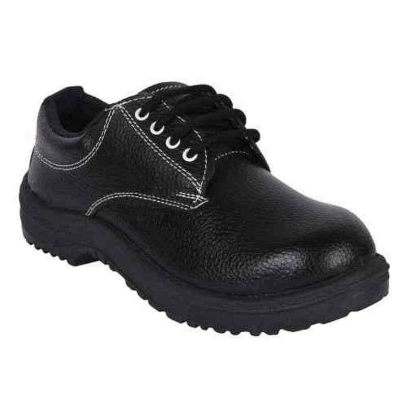 Safety Hub SH-021 Synthetic Leather Steel Toe Black Work Safety Shoes, Size: 11
