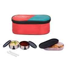 Carrolite 650ml Black & Red Stainless Steel Lunchbox, Black_005 (Pack of 5)