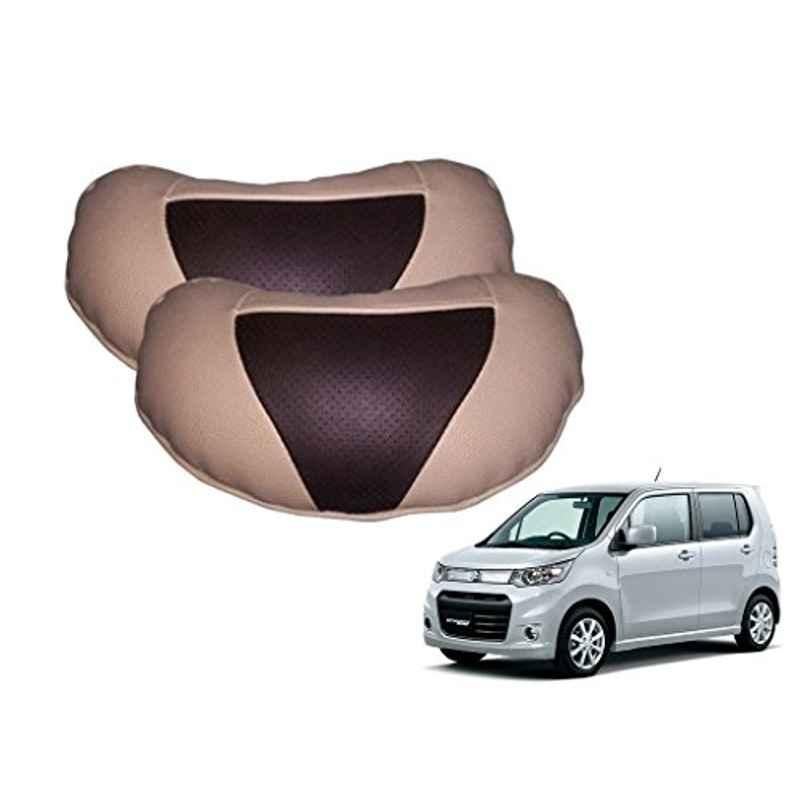 Kozdiko 2 Pcs Brown & Beige Neck Rest Set for Maruti Suzuki WagonR Stingray, koz_37979