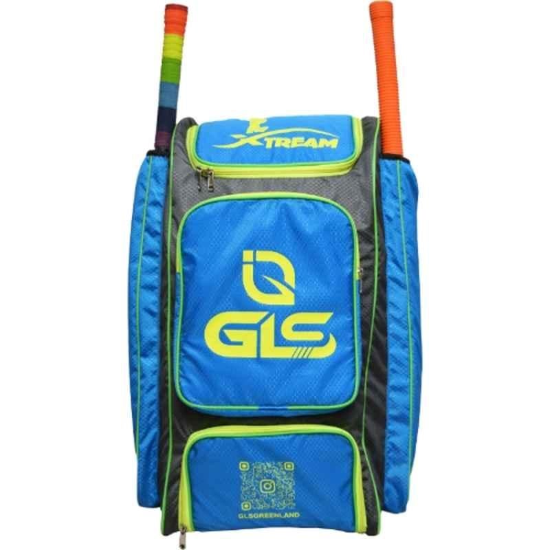 GLS Xtreme 70 Litre PU Sky Blue & Grey Duffle Cricket Kit Bag with Two Bat & Shoe Compartment
