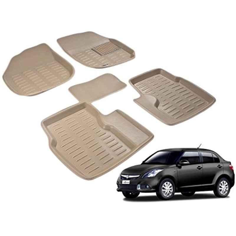 Kozdiko 5 Pcs 3D Beige Car Floor Mat Set for Maruti Suzuki Dzire, koz_26271