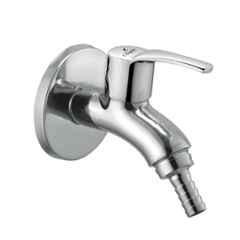 Cliquin Desire Topaz Brass Silver Chrome Wall Mounted Nozzle Bib Cock for Washing Machine, Garden & Outdoor Use