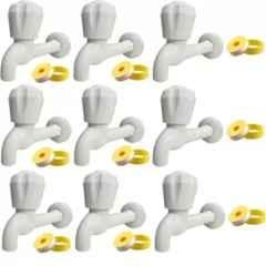 Senkiddpro 9 Pcs PVC White Long Body Tap with 9 Pcs Teflon Tape Combo