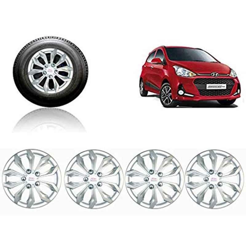 Auto Pearl 4 Pcs 14 inch ABS Silver Car Wheel Cover Set for Hyundai i10 Grand 2017