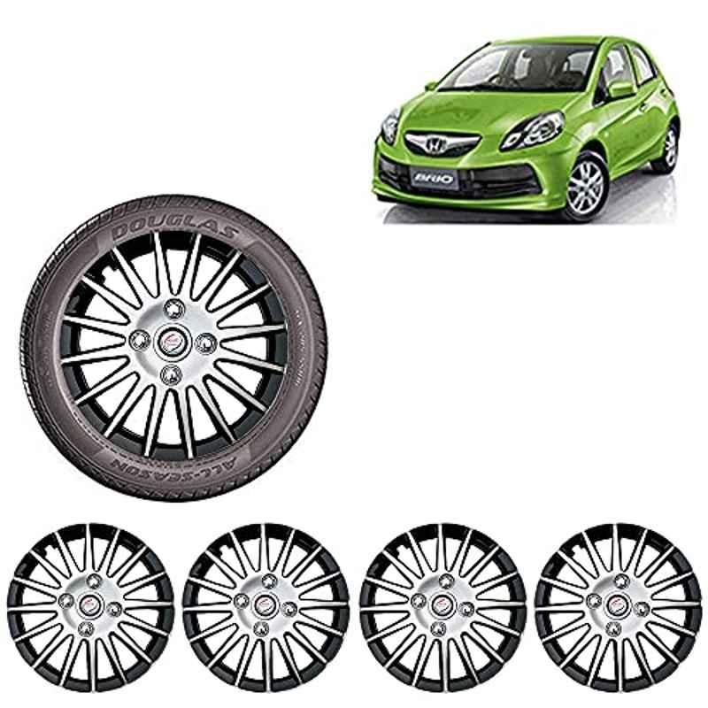 Auto Pearl 4 Pcs 14 inch ABS Silver & Black Wheel Cover Set for Honda Brio