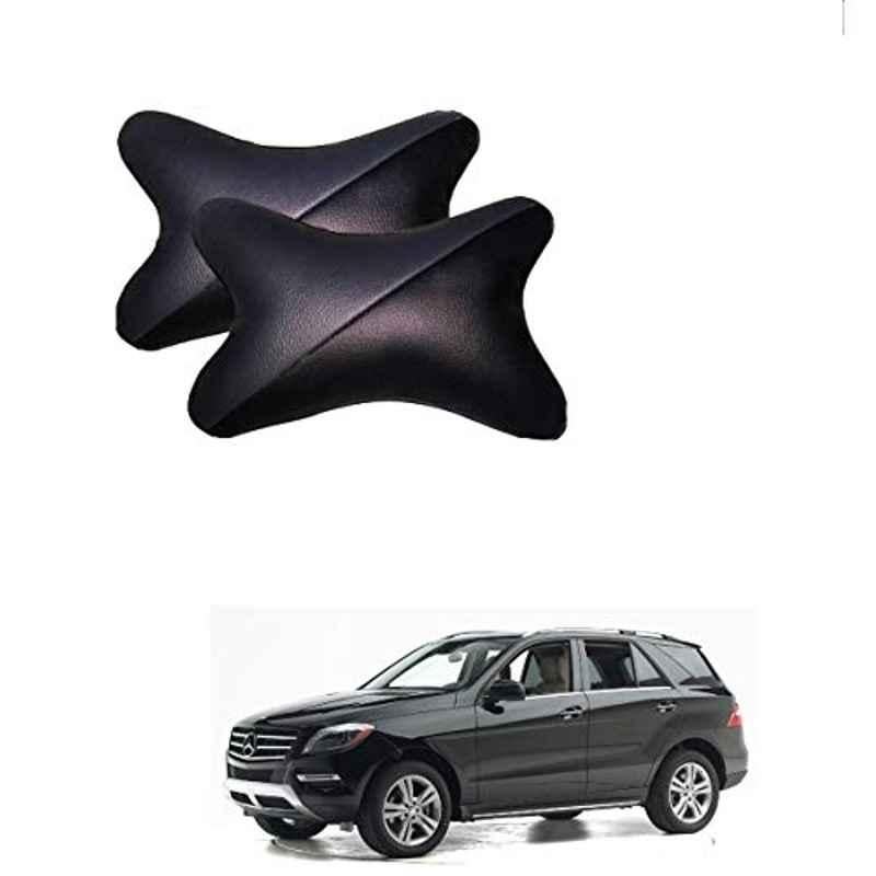 Kozdiko 2 Pcs Memory Foam Grey & Black Car Neck Rest Cushion Pillow Set for Mercedes Benz M-Class
