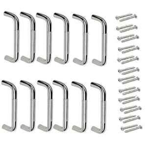Ojass Caprice 4 inch Stainless Steel Silver Oval D Type Drawer Cabinet Handle, CHD012 (Pack of 12)
