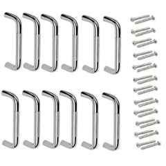 Ojass Caprice 4 inch Stainless Steel Silver Oval D Type Drawer Cabinet Handle, CHD012 (Pack of 12)