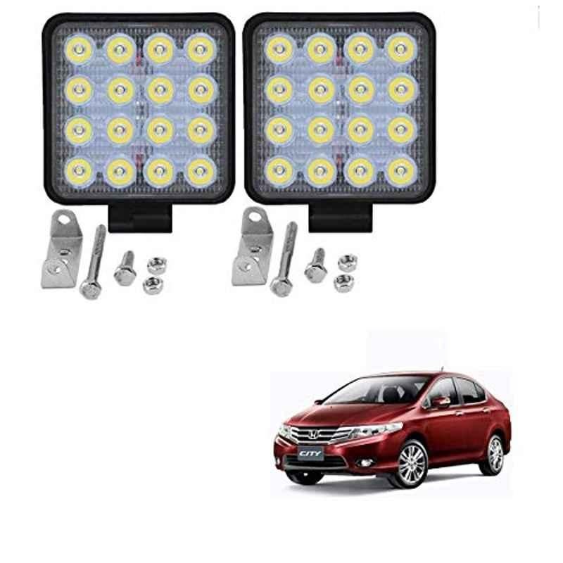 Kozdiko 2 Pcs 48W 16 LED White Bright Beam Square Fog Light Set for Honda City Ivtec(2010-2014), koz_92729