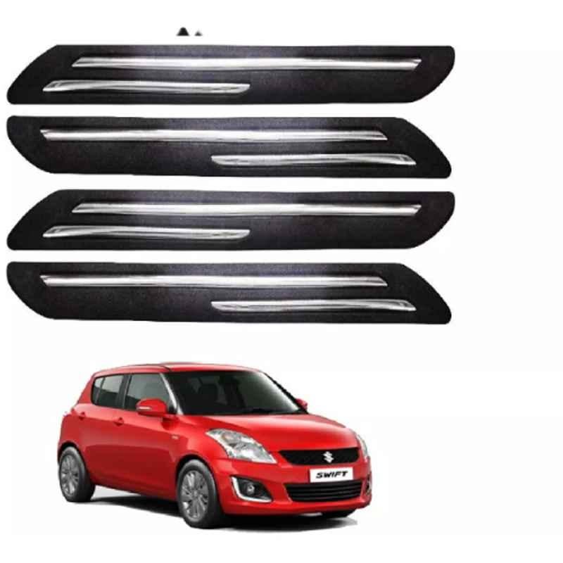 Sca Rubber Car Side Bumper Protector Guard with Double Chrome Strip for Maruti Suzuki Swift 2015 To 2017 Model Black Set Of 4, SCA-IA5JZ1