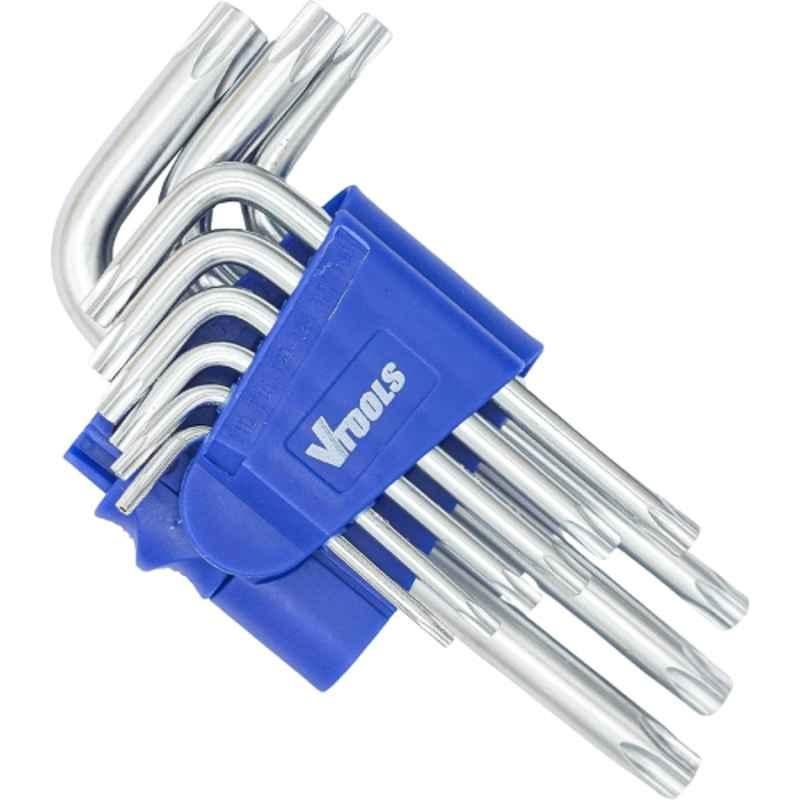 VTOOLS 9 Pcs 1.5-10mm CrV Chrome Finish Torx Allen Key Set, VT2163