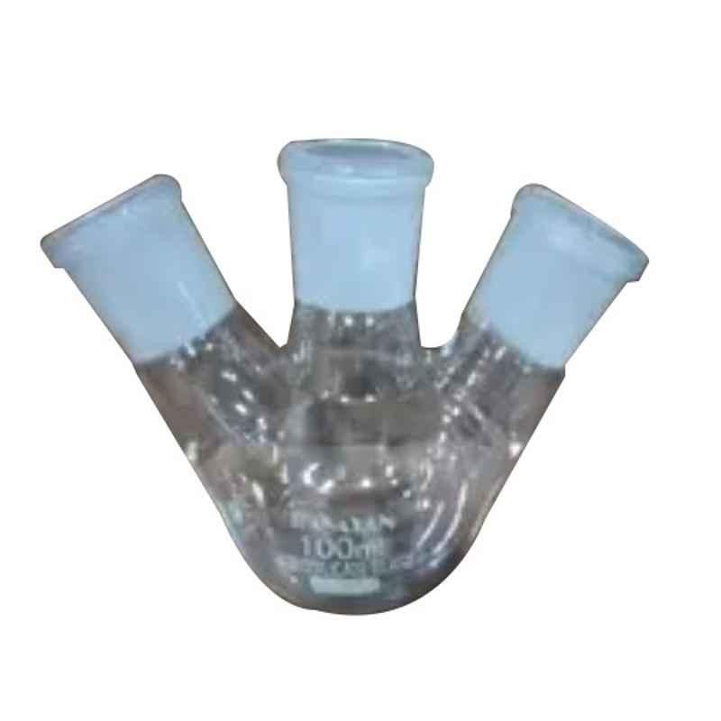 Rasayan 500ml Round Bottom Flask with Three Neck, Side Neck & Set at Parallel Angle, 19406