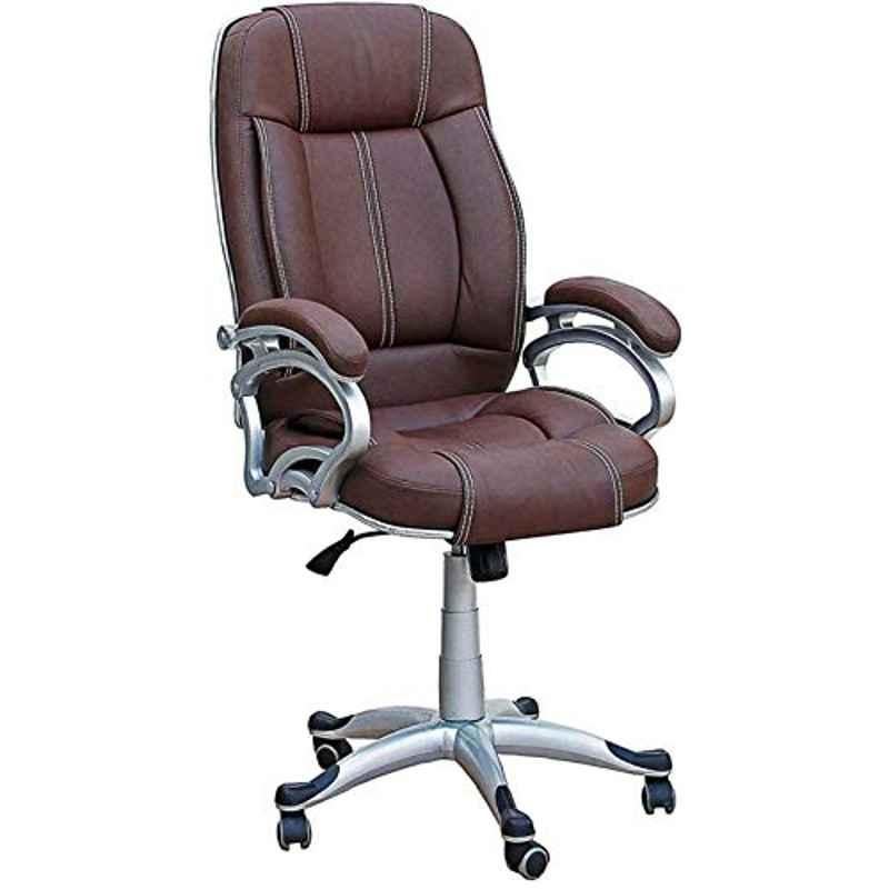 KDF Mart Upholstery Fabric Brown Medium Back Adjustable Executive Swivel Chair with Back Support, MIS110