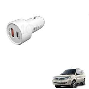 Kozdiko 3A 18W Plastic Fast Charging Mini Car Charger with Dual Output for Tata Safari Storme