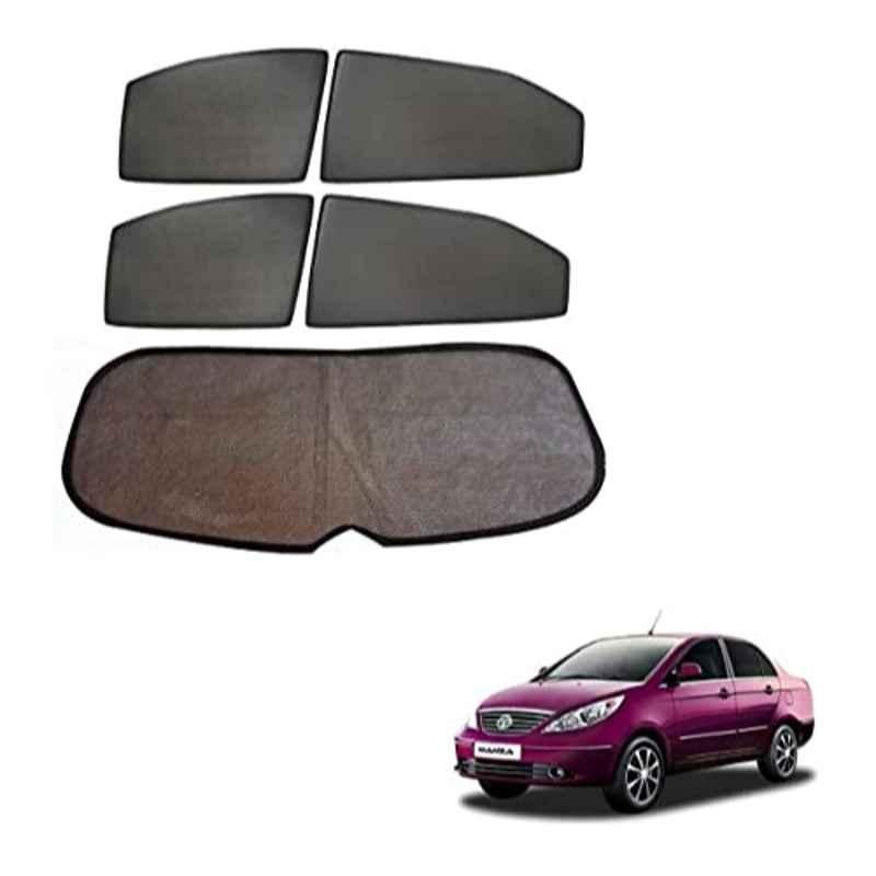 Kozdiko 5 Pcs Mesh Black Fixed Window & Rear Sun Shades Set for Tata Manza