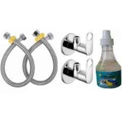 Senkiddpro Prime 2 Pcs Stainless Steel Chrome Finish Wall Mounted Angle Cock with 2 Connection Pipe & Shiner Combo
