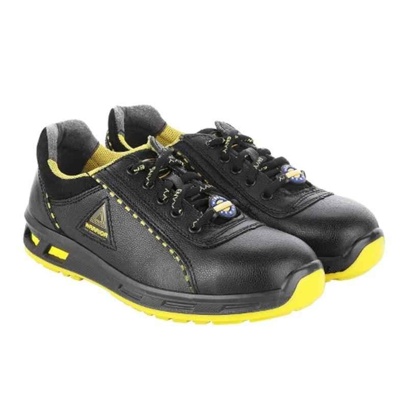Liberty Warrior Envy Earth Leather Steel Toe Double Density Black & Yellow Work Safety Shoes, Size: 9
