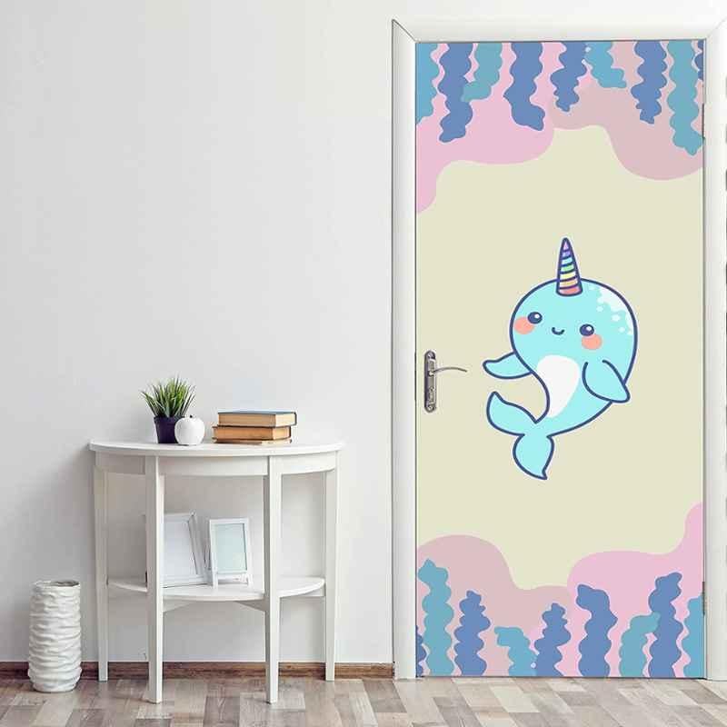 Asian Paints EzyCR8 213x84cm Vinyl Baby Shark Design Self Adhesive Door Mural, HPCA25460
