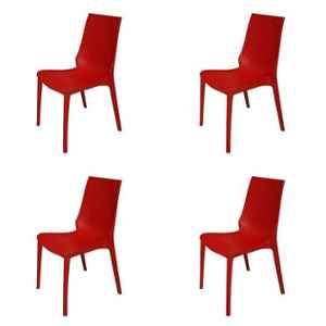 Supreme Lumina Red Chairs With Rattan Finish (Pack of 2)