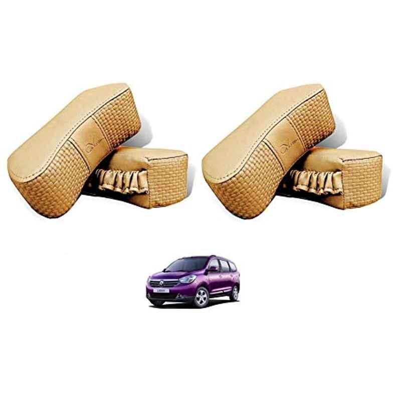 Kozdiko 4 Pcs CV Designer Beige Leatherite Neck Rest Car Cushion Pillow Set for Renault Lodgy