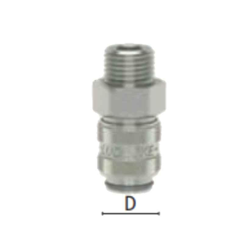 Ludecke ESMN141AO 14x1.5 Straight Through Mini Quick Plated Male Thread Connect Coupling
