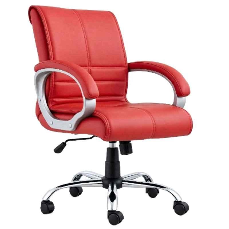 ZRF Leatherette Red Medium Back Armrest Ergonomic Office Chair, ZETHA-U09-RED