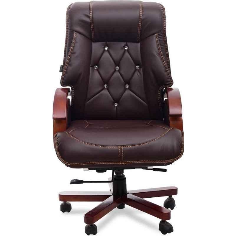 Chair Garage PU Leatherette Chocolate Brown Adjustable Height Office Chair with Back Support, CG101