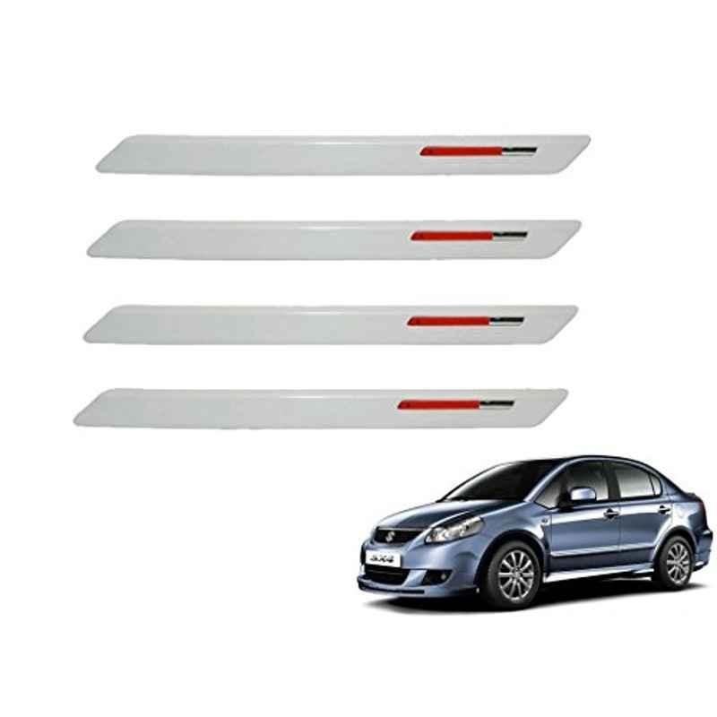 Kozdiko 4 Pcs White & Red Designer Car Bumper Protector Set for Maruti SX4