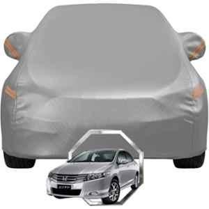 Allextreme Polyester Grey Highlighter Car Cover with Mirror Pocket & Triple Stitched Bottom Elastic for Honda City i-VTEC All Model & Years, HON-CITY-IVTEC-GRY