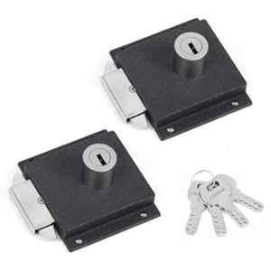 Plantex 20mm GI Steel Z Black Sliding Door Lock with 2 Keys for Wardrobe/Drawer Lock, SL-01 (Pack of 2)