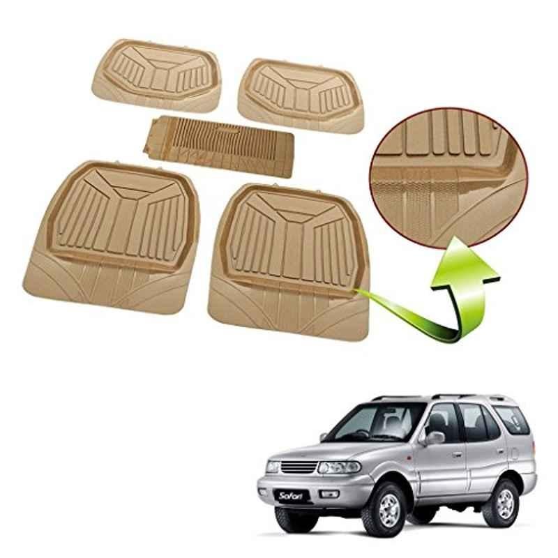 Kozdiko 5 Pcs Rubber Beige 3G Rubber Mat Set for Tata Safari Dicor