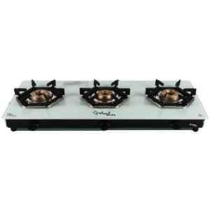 Sigri-Wala Titan 3 Burner Toughened Glass White Automatic Gas Stove