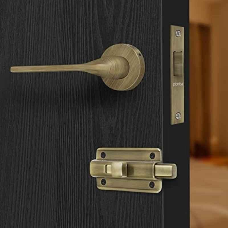 Plantex Pearl Mortise Door Lock for Balcony and Bathroom Door Lock/Keyless Pull Handle Set with Baby Latch 7060 Antique Brass Finish