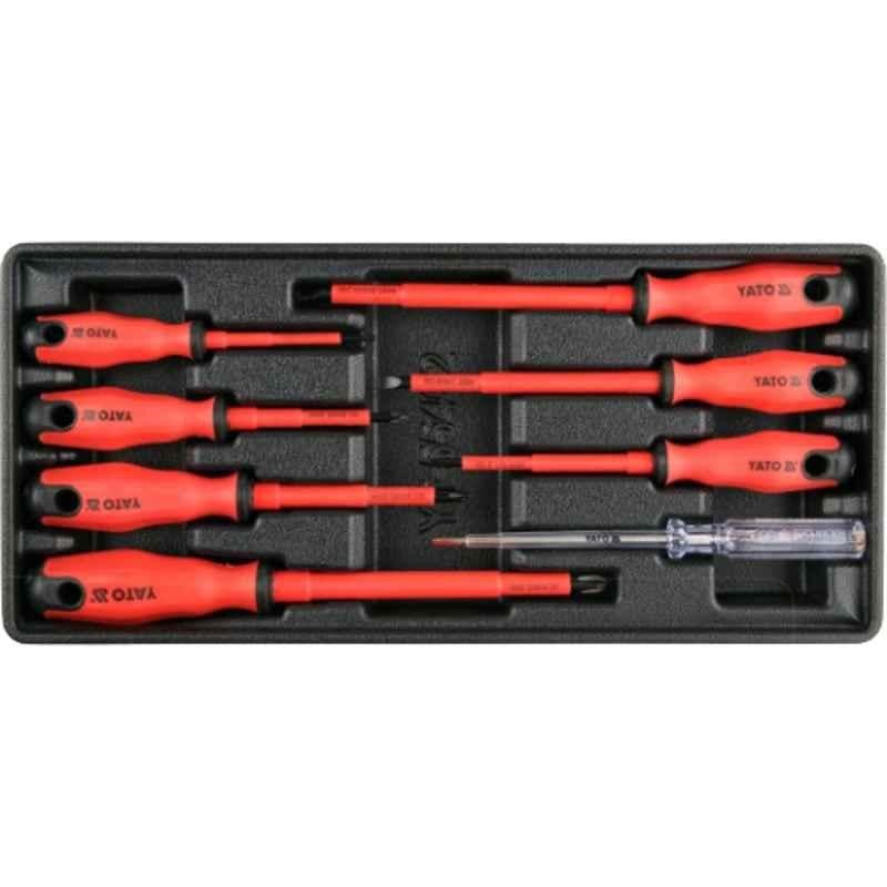 Yato 8 Pcs S2 Insulated Screwdriver Set with 391x180mm Drawer Insert, YT-55462